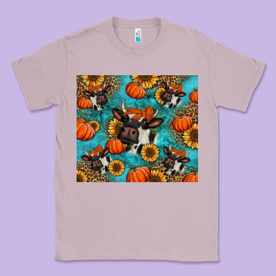 Autumn Pumpkins Holstein Cow Classic Tee Designed By Jasminsmagicworld