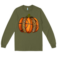 Army Green Basketball Pumpkin Long Sleeve Tee - texasbilliewilder