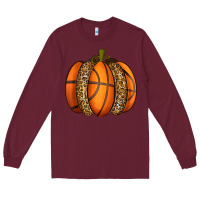 Burgundy Basketball Pumpkin Long Sleeve Tee - texasbilliewilder