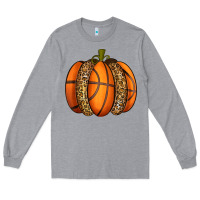 Heather Grey Basketball Pumpkin Long Sleeve Tee - texasbilliewilder