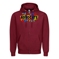 Burgundy Advocate Autism Zipper Hoodie - FaDigitalArtStudio