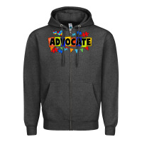 Charcoal Heather Advocate Autism Zipper Hoodie - FaDigitalArtStudio