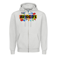 Dove Grey Advocate Autism Zipper Hoodie - FaDigitalArtStudio