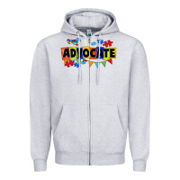 Heather Grey Advocate Autism Zipper Hoodie - FaDigitalArtStudio