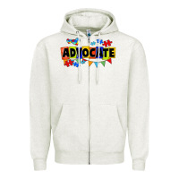 Oatmeal Heather Advocate Autism Zipper Hoodie - FaDigitalArtStudio