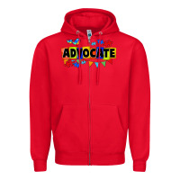 Red Advocate Autism Zipper Hoodie - FaDigitalArtStudio