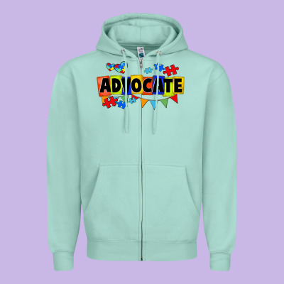 Advocate Autism Zipper Hoodie Designed By Fadigitalartstudio