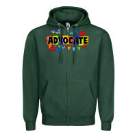 Sports Green Advocate Autism Zipper Hoodie - FaDigitalArtStudio