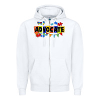 White Advocate Autism Zipper Hoodie - FaDigitalArtStudio