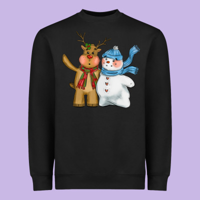 Christmas Reindeer Snowman Heavyweight Sweatshirt Designed By Cowgirlartshop