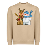 Mushroom christmas reindeer snowman Heavyweight Sweatshirt - CowGirlArtShop