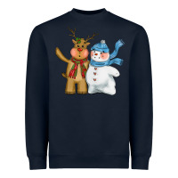 Navy christmas reindeer snowman Heavyweight Sweatshirt - CowGirlArtShop