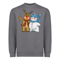 Storm christmas reindeer snowman Heavyweight Sweatshirt - CowGirlArtShop
