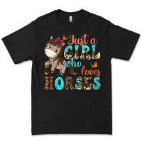 Black just a girl who loves horses Premium Tee - NancyCooperArtShop