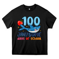 Black 100 jawsome days of school Heavy Core Tee - MaliasSmallBusiness