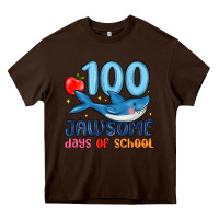 Chocolate Brown 100 jawsome days of school Heavy Core Tee - MaliasSmallBusiness