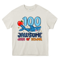 Cream 100 jawsome days of school Heavy Core Tee - MaliasSmallBusiness