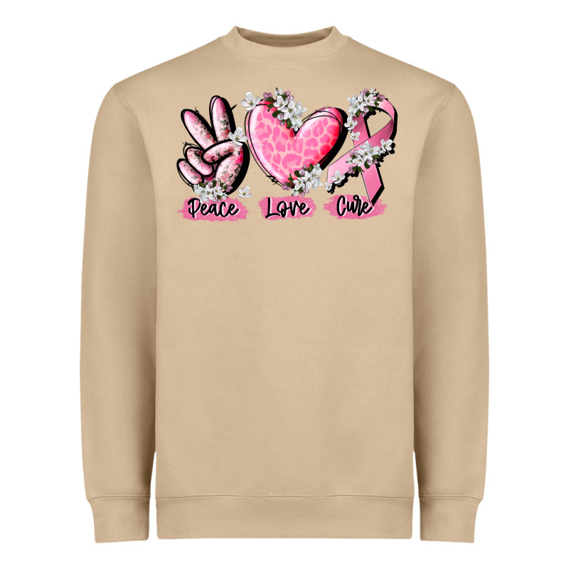 Peace Love Cure Breast Cancer Heavyweight Sweatshirt by CowGirlArtShop | Teevron