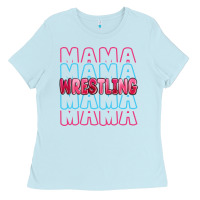 Baby Blue wrestling mama Ladies Tee - MaliasSmallBusiness