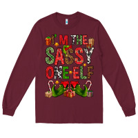 Burgundy I'm the sassy on the elf Long Sleeve Tee - NancyCooperArtShop
