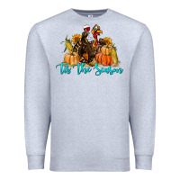 Heather Grey Western Fall Turkey Tis The Season Premium Sweatshirt - LillyAllenDesigns
