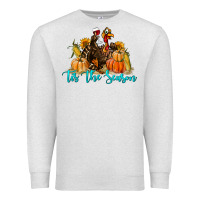 Oatmeal Heather Western Fall Turkey Tis The Season Premium Sweatshirt - LillyAllenDesigns