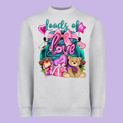Loads Of Love Truck Valentine's Day Heavyweight Sweatshirt Designed By Howdyjamesfarm