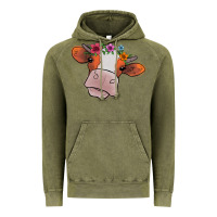 Vintage Olive Cow With Flowers Vintage Hoodie - Bettercallsaul