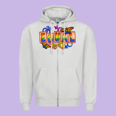 Equal Rights Zipper Hoodie Designed By Fadigitalartstudio