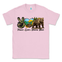 Bubblegum Pink Peace Love Brown Bear Classic Tee - LillyAllenDesigns