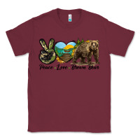 Burgundy Peace Love Brown Bear Classic Tee - LillyAllenDesigns