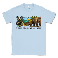 Dusty Blue Peace Love Brown Bear Classic Tee - LillyAllenDesigns