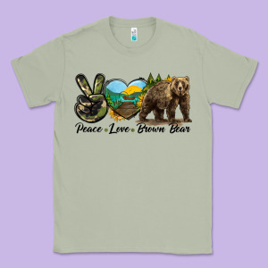 Peace Love Brown Bear Classic Tee Designed By Lillyallendesigns