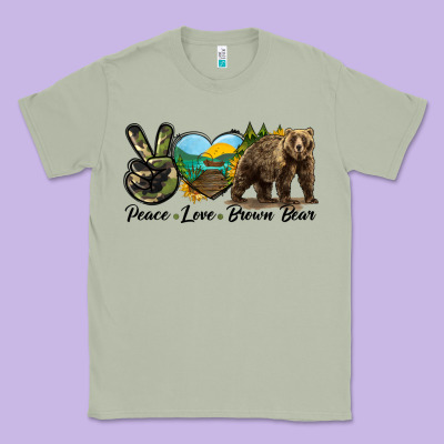 Peace Love Brown Bear Classic Tee Designed By Lillyallendesigns