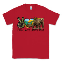 Red Peace Love Brown Bear Classic Tee - LillyAllenDesigns