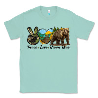 Seafoam Peace Love Brown Bear Classic Tee - LillyAllenDesigns