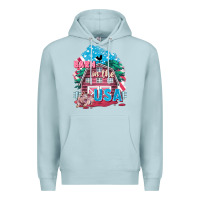 Blue Mist Barn in the USA Premium Hoodie - FaDigitalArtStudio