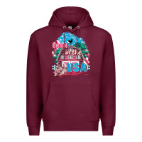 Burgundy Barn in the USA Premium Hoodie - FaDigitalArtStudio