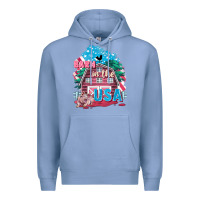 Colony Blue Barn in the USA Premium Hoodie - FaDigitalArtStudio