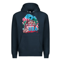 Navy Barn in the USA Premium Hoodie - FaDigitalArtStudio