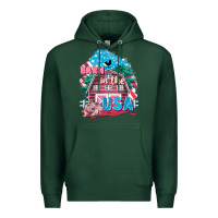 Sports Green Barn in the USA Premium Hoodie - FaDigitalArtStudio