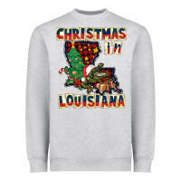Heather Grey christmas in louisiana Heavyweight Sweatshirt - CowGirlArtShop