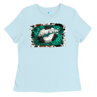 Baby Blue Soccer Lips Ladies Tee - Jasminsmagicworld
