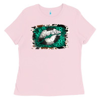 Bubblegum Pink Soccer Lips Ladies Tee - Jasminsmagicworld