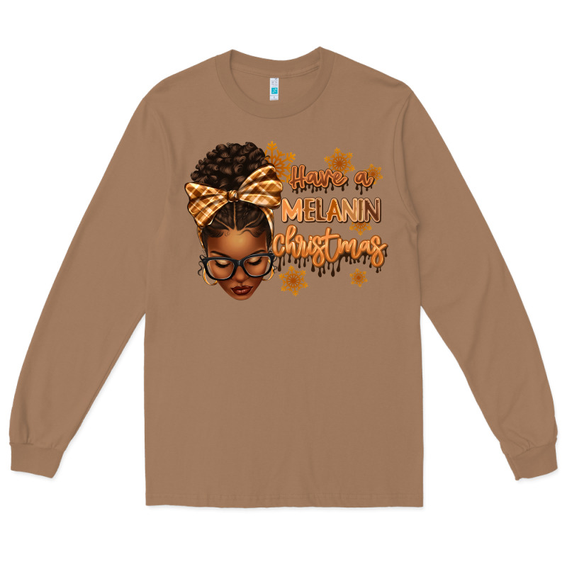 Have A Melanin Christmas Afro Woman Long Sleeve Tee by texasbilliewilder | Teevron