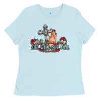 Baby Blue she will not fail psalm christian cross pray Ladies Tee - NancyCooperArtShop