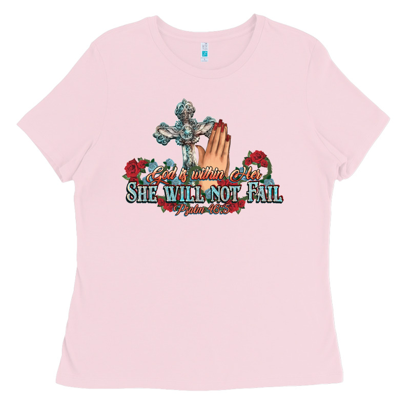 She Will Not Fail Psalm Christian Cross Pray Ladies Tee by NancyCooperArtShop | Teevron