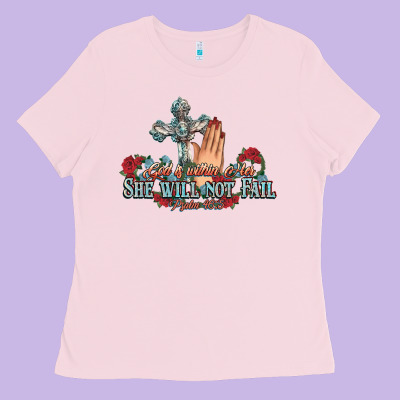 She Will Not Fail Psalm Christian Cross Pray Ladies Tee Designed By Nancycooperartshop