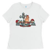 White she will not fail psalm christian cross pray Ladies Tee - NancyCooperArtShop