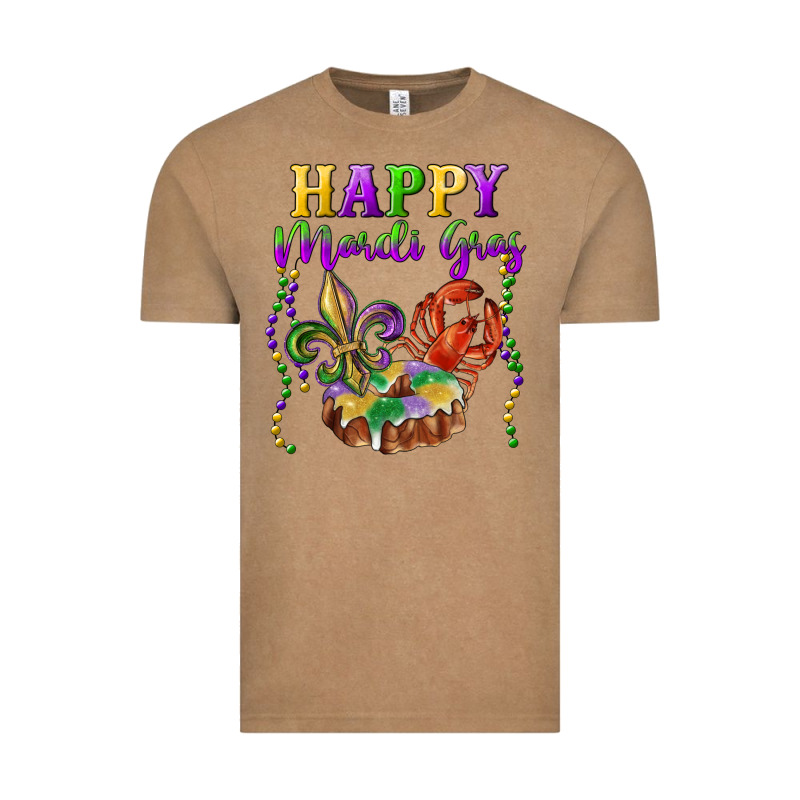 Happy Mardi Gras Fleur De Lis King Cake Crawfish Vintage Tee by RanaPortraitStore | Teevron
